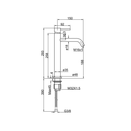 Grifo Lavabo Monomando Tube Xl Negro Mate