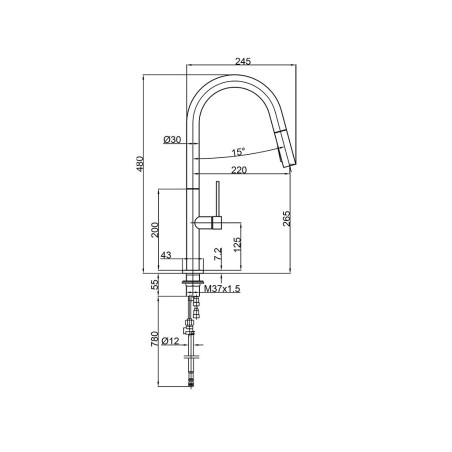 Aixeta Cuina Monocomandament Extraïble Tube Cromat