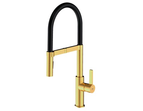 Grifo Cocina Monomando Flexible Udine Oro/Negro