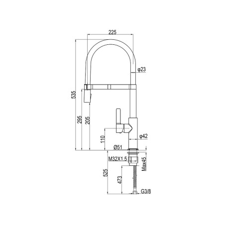Grifo Cocina Monomando Flexible Udine Oro/Negro