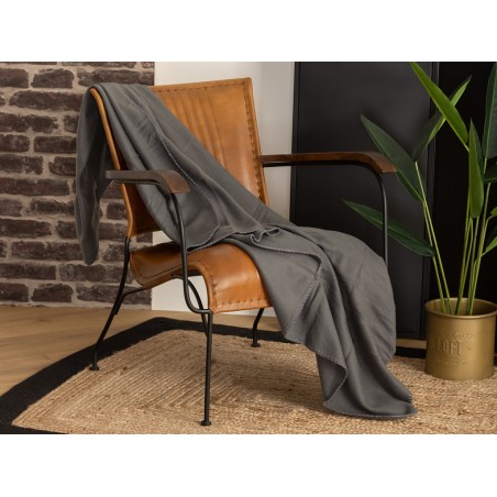 Manta Plaid Polar Gris Oscuro