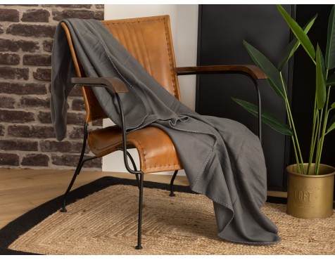 Manta Plaid Polar Gris Oscuro