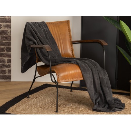 Manta Plaid Microfibra Gris Oscuro