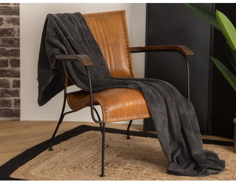 Manta Plaid Microfibra Gris Oscuro