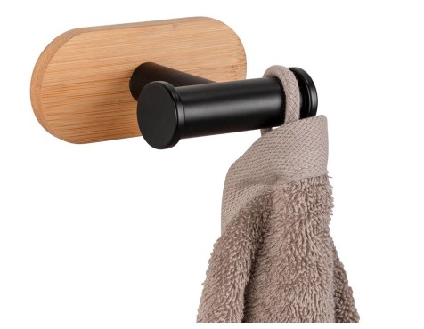 Percha Baño Orea Bambú/Inox Negro