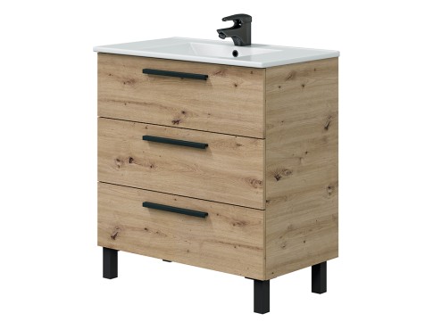 Mueble De Baño 3 Cajones Athena Roble Nodi