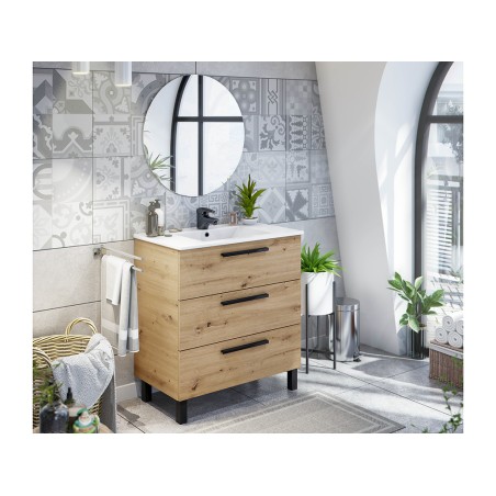 Mueble De Baño 3 Cajones Athena Roble Nodi