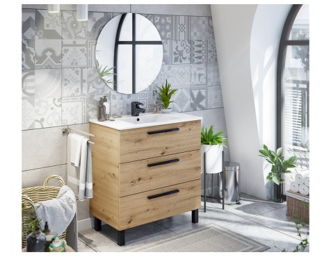 Mueble De Baño 3 Cajones Athena Roble Nodi