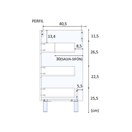 Mueble De Baño 3 Cajones Athena Roble Nodi