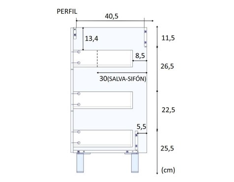 Mueble De Baño 3 Cajones Athena Roble Nodi