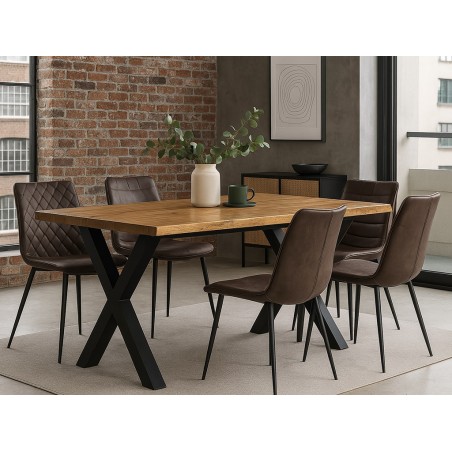 Mesa Comedor Fija Sabina Madera Y Metal