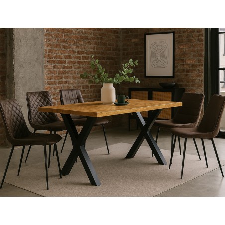 Mesa Comedor Fija Sabina Madera Y Metal