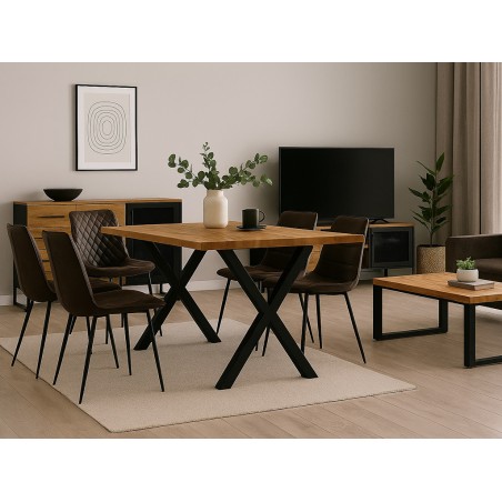 Mesa Comedor Fija Sabina Madera Y Metal
