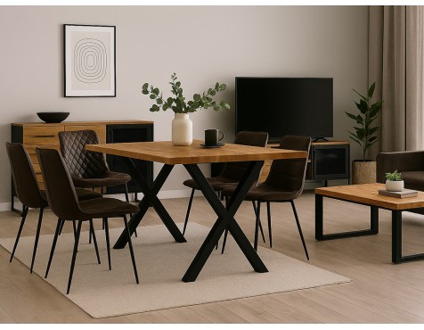Mesa Comedor Fija Sabina Madera Y Metal