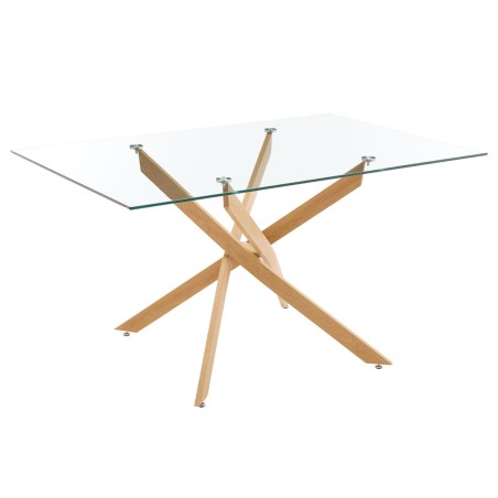 Mesa Salón Fija Erika Madera Y Cristal 10mm