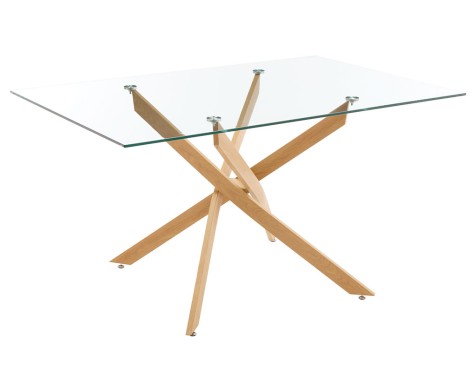 Mesa Salón Fija Erika Madera Y Cristal 10mm
