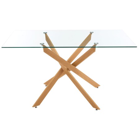 Mesa Salón Fija Erika Madera Y Cristal 10mm