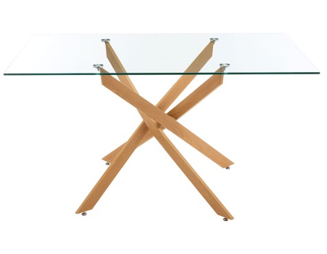 Mesa Salón Fija Erika Madera Y Cristal 10mm