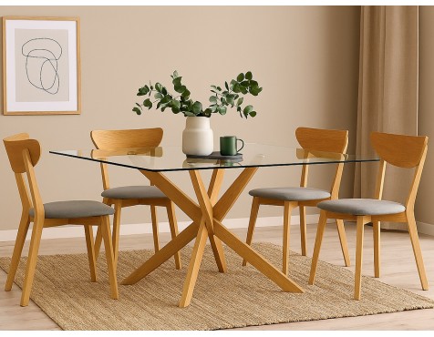 Mesa Salón Fija Erika Madera Y Cristal 10mm