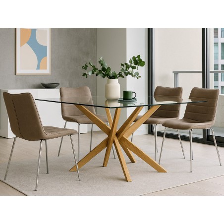 Mesa Salón Fija Erika Madera Y Cristal 10mm