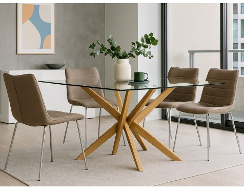 Mesa Salón Fija Erika Madera Y Cristal 10mm