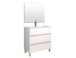 Moble De Bany Madrid Blanc Amb Mirall I Lavabo