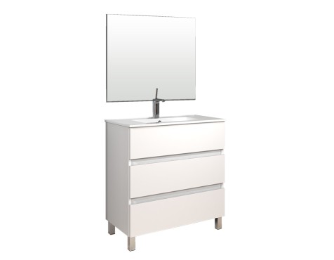 Moble De Bany Madrid Blanc Amb Mirall I Lavabo