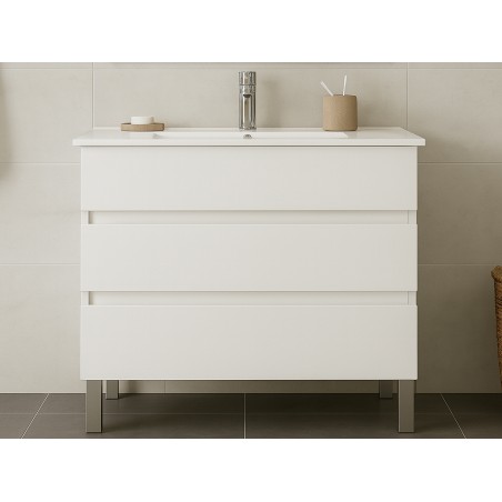 Moble De Bany Madrid Blanc Amb Mirall I Lavabo