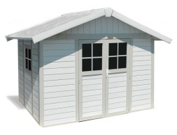Caseta De Jardín En Resina Deco Gris Verde Blanca