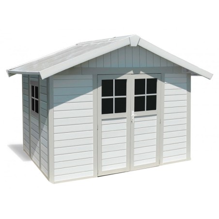 Caseta De Jardí En Resina Deco Gris Verd Blanca