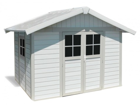 Caseta De Jardí En Resina Deco Gris Verd Blanca