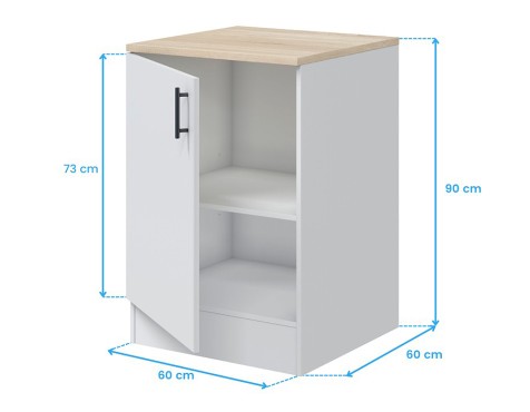 Módulo Bajo Cocina Kira 1 Puerta Blanco/Roble