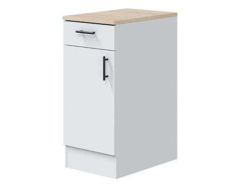 Módulo Bajo Kira 1 Puerta + 1 Cajón Blanco/Roble