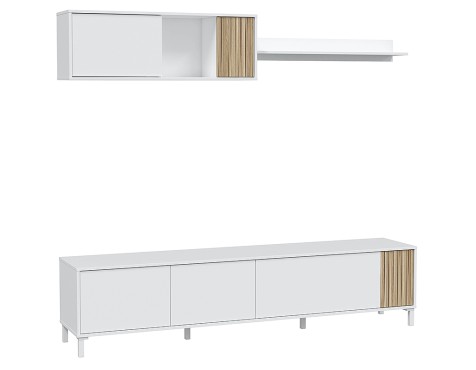 Mueble Comedor Ethna + Estante Blanc Artik Natural
