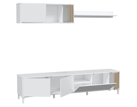 Mueble Comedor Ethna + Estante Blanc Artik Natural