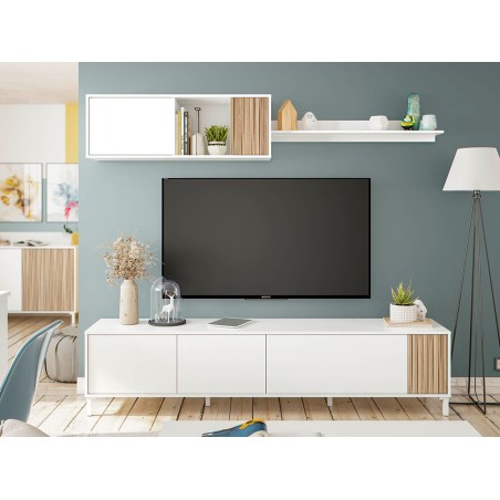 Mueble Comedor Ethna + Estante Blanc Artik Natural