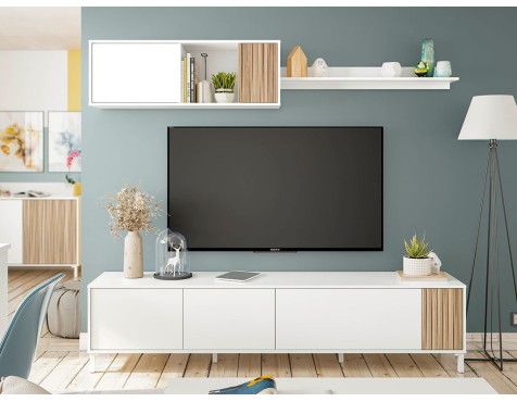 Mueble Comedor Ethna + Estante Blanc Artik Natural