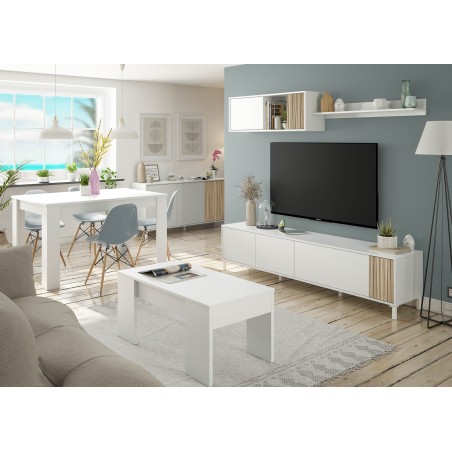 Mueble Comedor Ethna + Estante Blanc Artik Natural