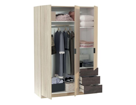 Armari 3 Portes+3 Calaixos Roure Canadina/Òxid