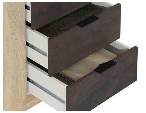 Armari 3 Portes+3 Calaixos Roure Canadina/Òxid