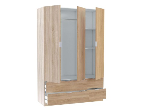 Armario 3 Puertas+4 Cajones Roble Canadian