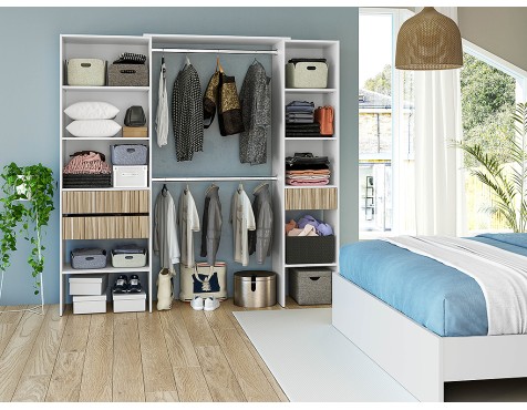 Armario Vestidor 3 Cajones Ethna Blanc Artik/Natur