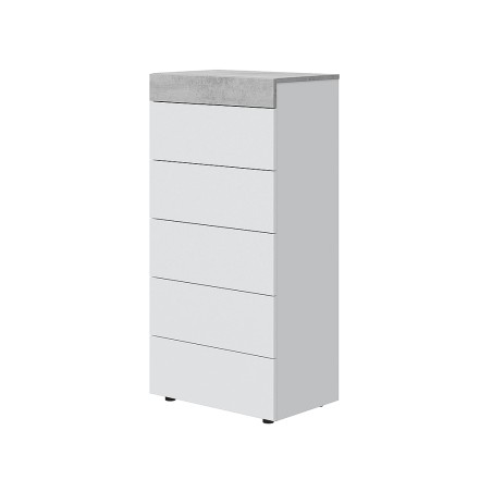 Cómoda 5 Cajones Tekkan Blanco Artik Gris Cemento