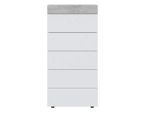 Cómoda 5 Cajones Tekkan Blanco Artik Gris Cemento