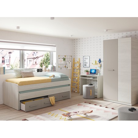 Cama Doble Ares Blanco Alpes/Basalto