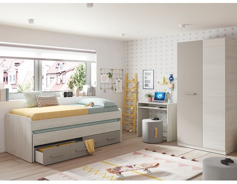 Cama Doble Ares Blanco Alpes/Basalto