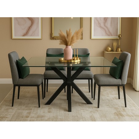 Mesa Comedor Stacy Cristal/Negro
