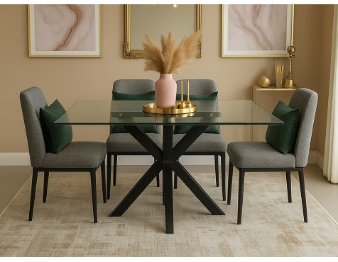 Mesa Comedor Stacy Cristal/Negro