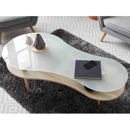 Mesa De Centro Peanut Cristal Blanco