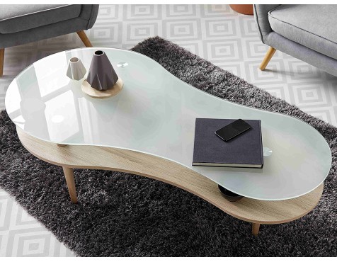 Mesa De Centro Peanut Cristal Blanco